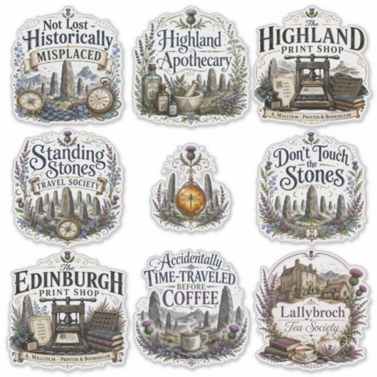 Hogland Tijdreizen Hekserige Sticker Set (Voorkant)