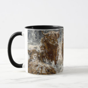 Hoglandziel: Whimsical Besneeuwde Koeien Vintage Mok