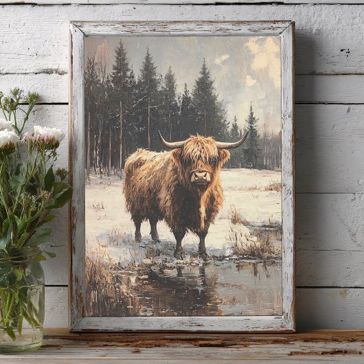 Hoglin Koe in Winterlandschap Decoupage Tissuepapier