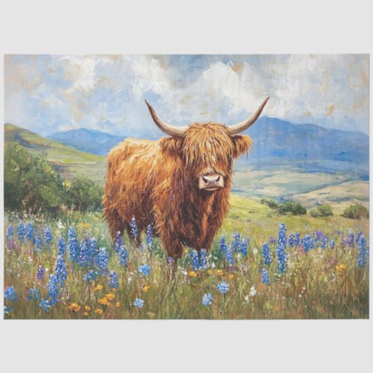 Hoglin Koe Lupine Decoupage Kunst Tissuepapier (Voorkant)
