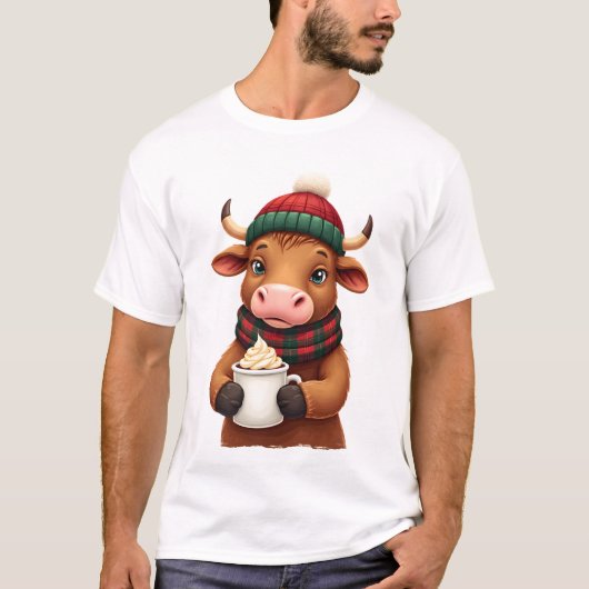 Hogline Koe Penseelstreek Kerst T-Shirt (2) (Voorkant)