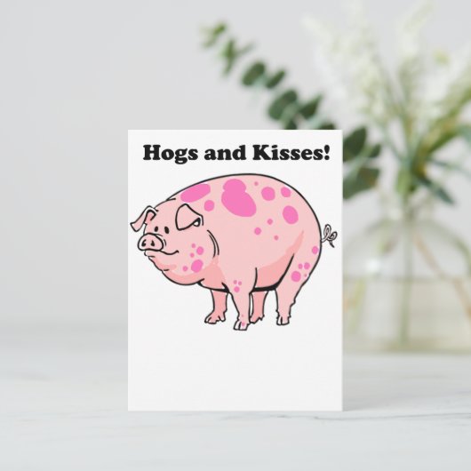 Hogs and Kisses Leuke Varken Hog Cartoon Briefkaart (Staand voorkant)