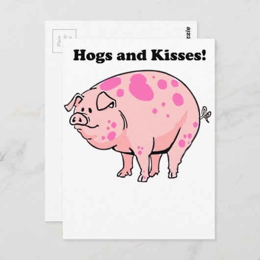 Hogs and Kisses Leuke Varken Hog Cartoon Briefkaart (Voorkant / Achterkant)