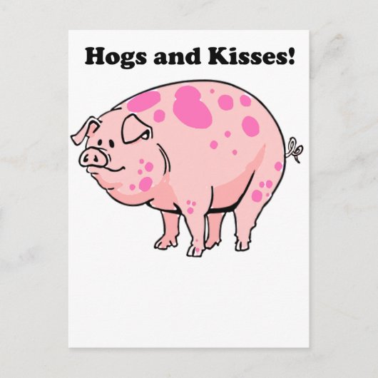 Hogs and Kisses Leuke Varken Hog Cartoon Briefkaart (Voorkant)