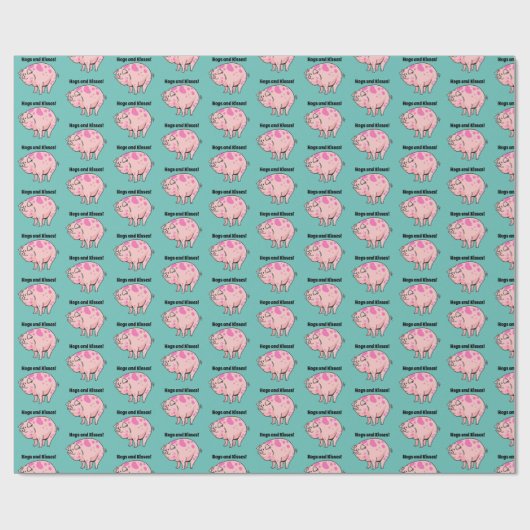 Hogs and Kisses Leuke Varken Hog Cartoon Cadeaupapier (Vlak)