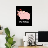 Hogs en Kisses Funny Hog Pig Dark BG Poster (Thuiskantoor)