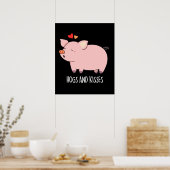 Hogs en Kisses Funny Hog Pig Dark BG Poster (Keuken)