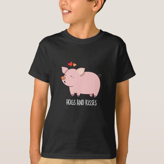 Hogs en Kisses Funny Hog Pig Dark BG T-shirt (Voorkant)