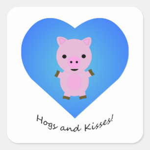Hogs en Kisses Pig Vierkante Sticker