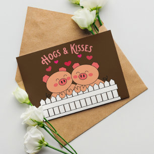 Hogs en Kisses Pigs Love Post Kaart