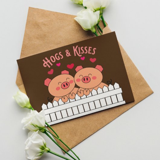 Hogs en Kisses Pigs Love Post Kaart