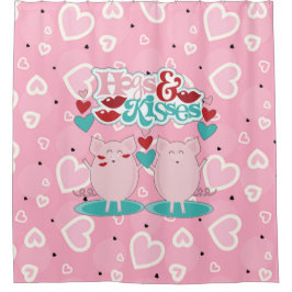 Hogs en Kisses Sweet Hearts Valentijn Douchegordijn