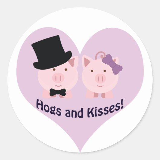 Hogs en kussen! ronde sticker (Voorkant)