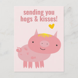 Hogs & Kisses - Cute Pig Classroom Valentijn Briefkaart