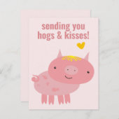 Hogs & Kisses - Cute Pig Classroom Valentijn Briefkaart (Voorkant / Achterkant)