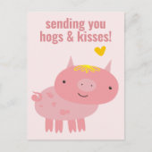 Hogs & Kisses - Cute Pig Classroom Valentijn Briefkaart (Voorkant)