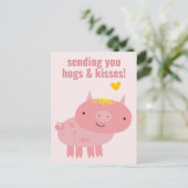 Hogs & Kisses - Cute Pig Classroom Valentijn Briefkaart (Staand voorkant)
