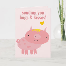 Hogs & Kisses - Cute Pig Happy Birthday Kaart