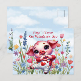 Hogs 'n Kisses op Valentijnsdag Holiday Briefkaart