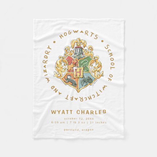 HOGWARTS™ Baby Birth Stats Fleece Blanket (Voorkant)