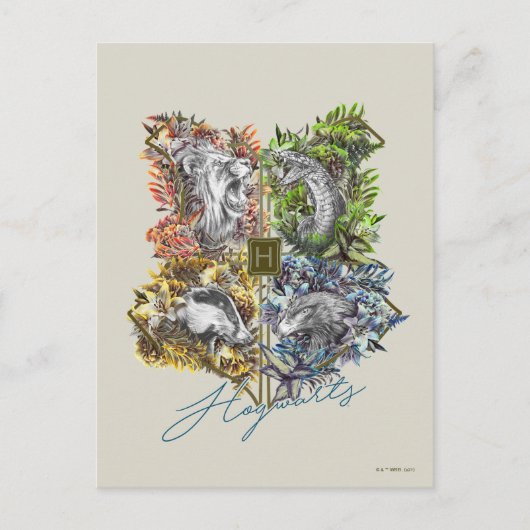 HOGWARTS™ Badge Floral Graphic Briefkaart (Voorkant)