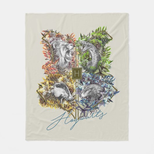 HOGWARTS™ Badge Floral Graphic Fleece Deken (Voorkant)
