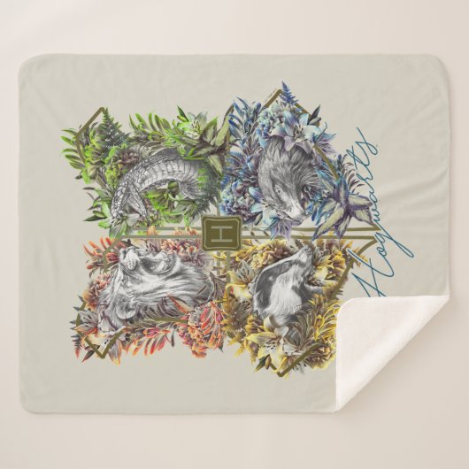 HOGWARTS™ Badge Floral Graphic Sherpa Deken (Voorkant (horizontaal))