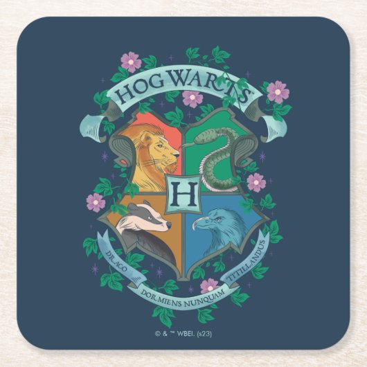 HOGWARTS™ Bloemenkroon Kartonnen Onderzetters (Voorkant)
