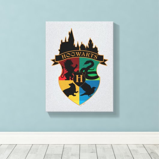 HOGWARTS™ Castle Crest House Pride Badge Canvas Afdruk (Insitu (Houten vloer))
