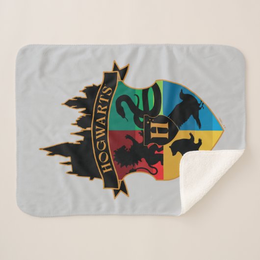 HOGWARTS™ Castle Crest House Pride Badge Sherpa Deken (Voorkant (horizontaal))