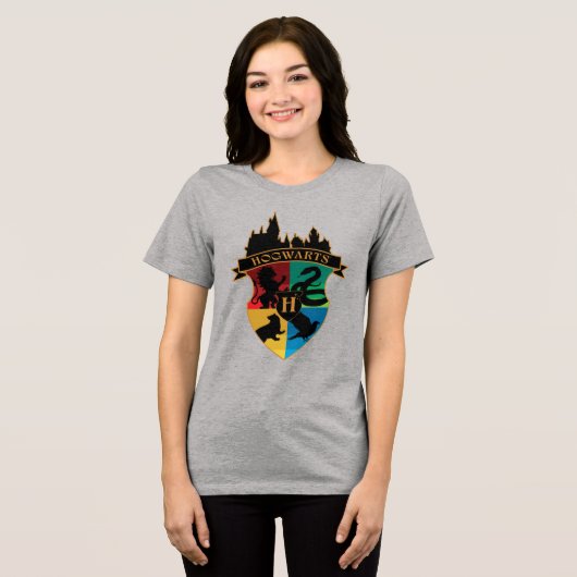 HOGWARTS™ Castle Crest House Pride Badge Tri-Blend Shirt (Voorkant volledig)