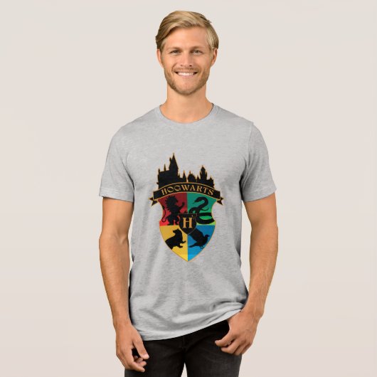 HOGWARTS™ Castle Crest House Pride Badge Tri-Blend Shirt (Voorkant volledig)