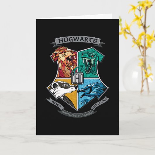 HOGWARTS™ Crosshatched Emblem Kaart (Gele Bloem)