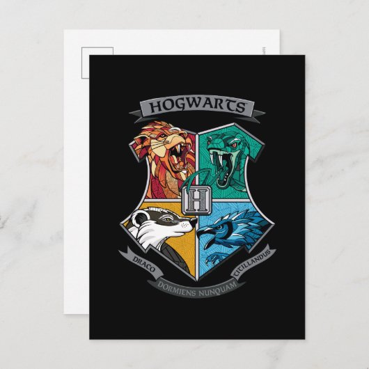 HOGWARTS™ Crosshatched Emblem Uitnodiging Briefkaart (Voorkant / Achterkant)