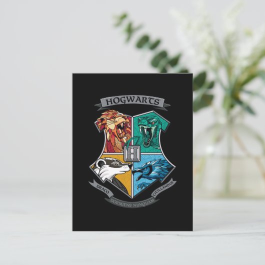 HOGWARTS™ Crosshatched Emblem Uitnodiging Briefkaart (Staand voorkant)