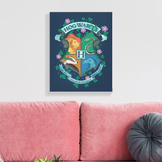 HOGWARTS™ Floral Crest Canvas Afdruk (Insitu (Woonkamer))