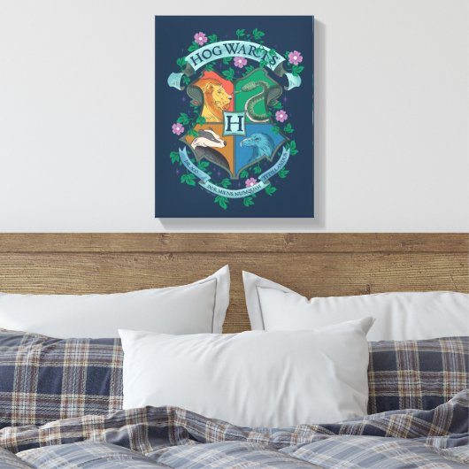HOGWARTS™ Floral Crest Canvas Afdruk (Insitu (Slaapkamer))