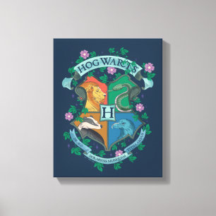 HOGWARTS™ Floral Crest Canvas Afdruk