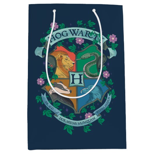 HOGWARTS™ Floral Crest Medium Cadeauzakje (Voorkant)