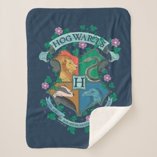 HOGWARTS™ Floral Crest Sherpa Deken (Voorkant)