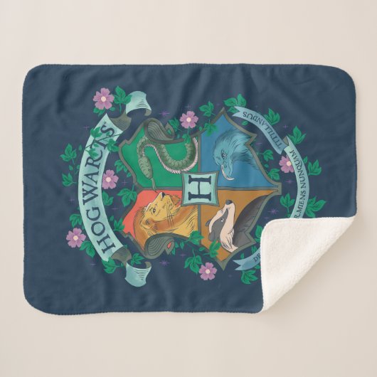 HOGWARTS™ Floral Crest Sherpa Deken (Voorkant (horizontaal))