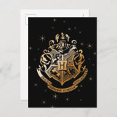 HOGWARTS™ Glanzend Gouden Wapen Feestdagenkaart (Voorkant / Achterkant)