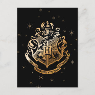 HOGWARTS™ Glanzende Gouden Crest Feestdagenkaart