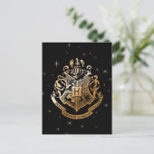 HOGWARTS™ Glanzende Gouden Crest Feestdagenkaart (Staand voorkant)