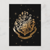 HOGWARTS™ Glanzende Gouden Crest Feestdagenkaart (Voorkant)