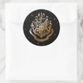 HOGWARTS™ Glanzende Gouden Crest Ronde Sticker (Tas)