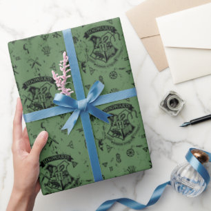 HOGWARTS™ groen patroon Cadeaupapier