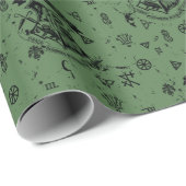 HOGWARTS™ groen patroon Cadeaupapier (Rol Hoek)
