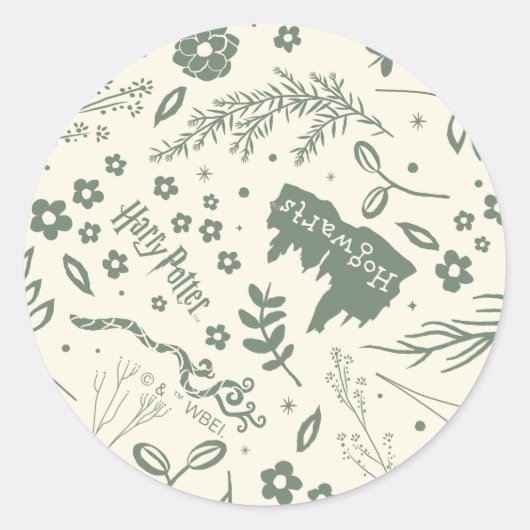 HOGWARTS™ Herbology Magic Pattern Ronde Sticker (Voorkant)