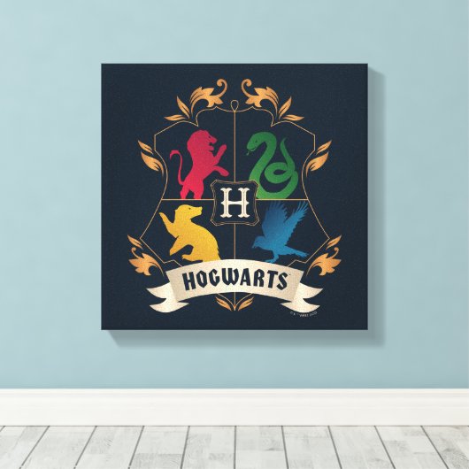HOGWARTS™ House Crest Canvas Afdruk (Insitu (Houten vloer))